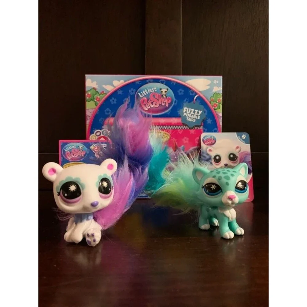 Littlest pet shop series 6 Fuzzy posable tails! Polar bear and jaguar
